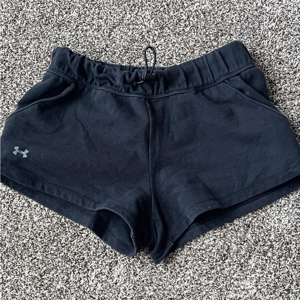 Black cotton shorts with elastic waistband
